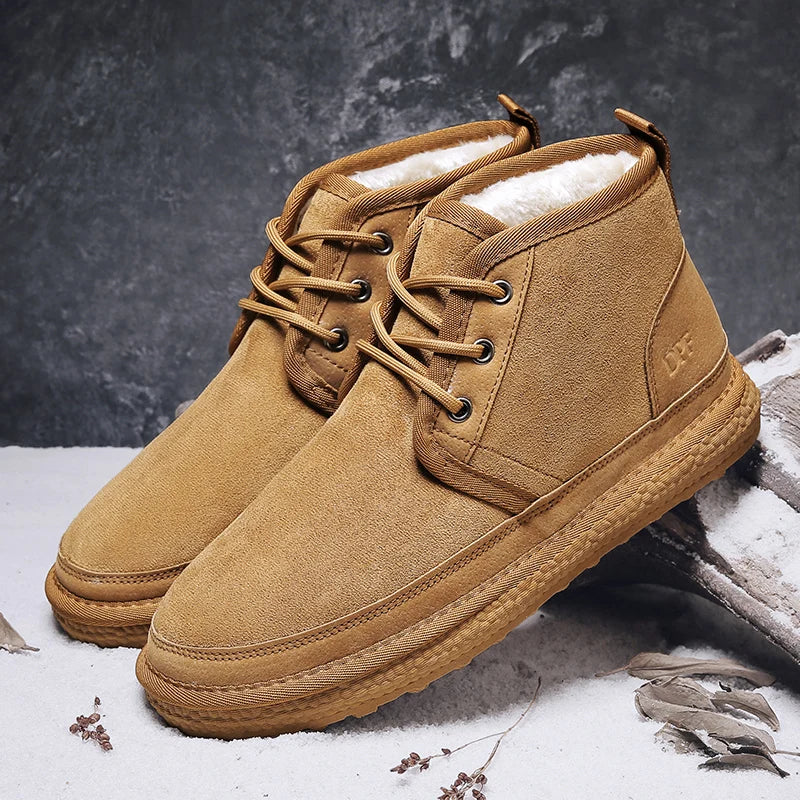 2025 Winter New Style Men's Snow Boots, Outdoor Casual Warm Shoes, Slip-On Men's Winter Minimalist Fashion Shoes