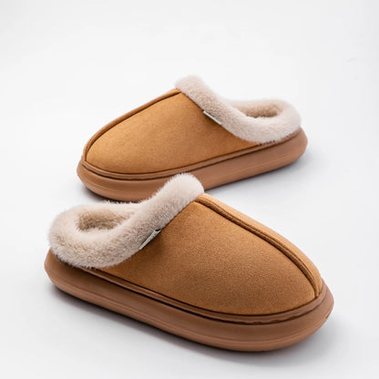 Men's Warm Non-Slip Slippers, Plush Fleece Lined Fuzzy House Shoes with Thick Sole for Indoor Home Use in Fall/Winter