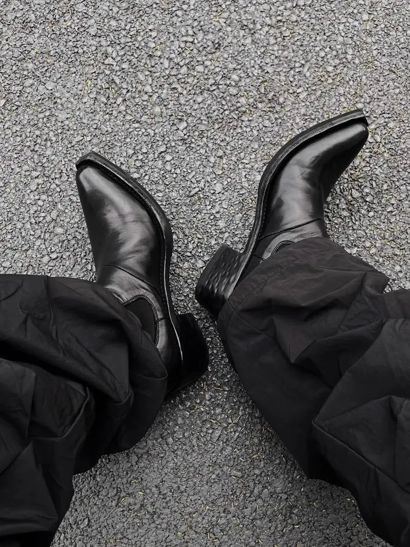 High-top Men's heightened thick-soled pointed-toed Chelsea British casual trendy high-heeled wizard boots