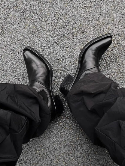 High-top Men's heightened thick-soled pointed-toed Chelsea British casual trendy high-heeled wizard boots