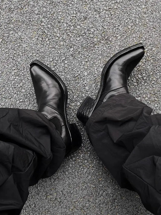 High-top Men's heightened thick-soled pointed-toed Chelsea British casual trendy high-heeled wizard boots