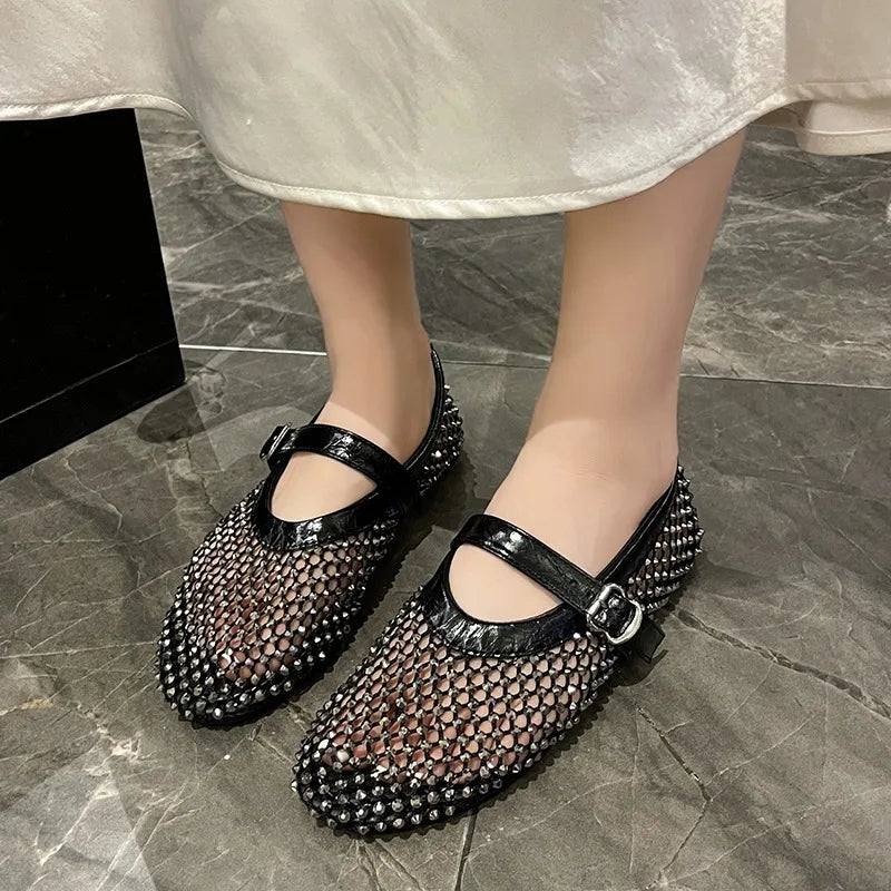 Women Mesh Ballet Flats Sandals Flat