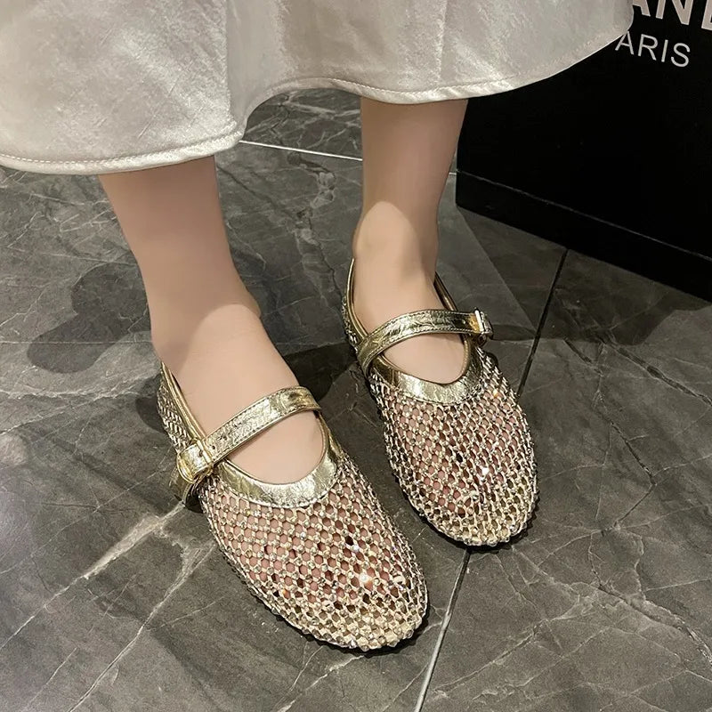 Women Mesh Ballet Flats Sandals Flat