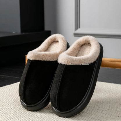 Men's Warm Non-Slip Slippers, Plush Fleece Lined Fuzzy House Shoes with Thick Sole for Indoor Home Use in Fall/Winter