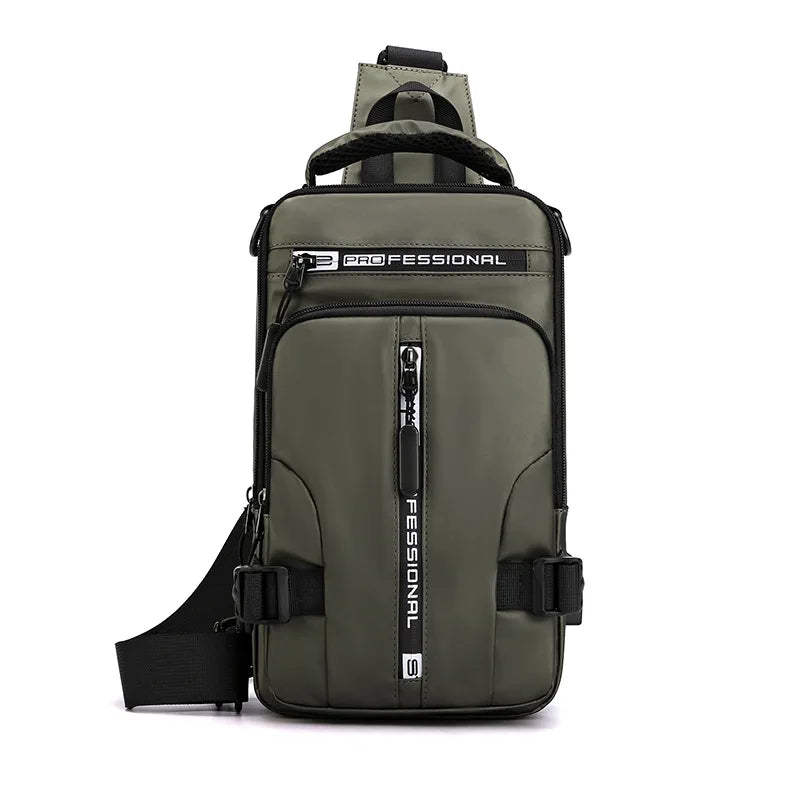 Men's Chest Bag Multifunction Travel Small Backpack Man Crossbody Bags with USB Port Men Shoulder Bag Fashion Chest Pack