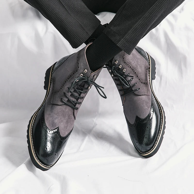 Classic Brogue Wingtip Lace-up High Ankle Business Boots