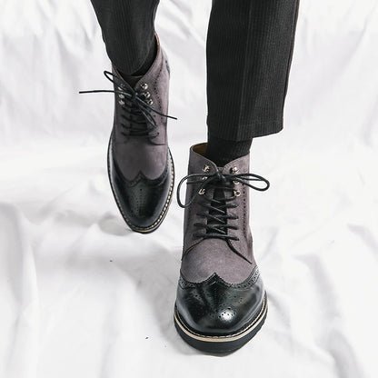 Classic Brogue Wingtip Lace-up High Ankle Business Boots
