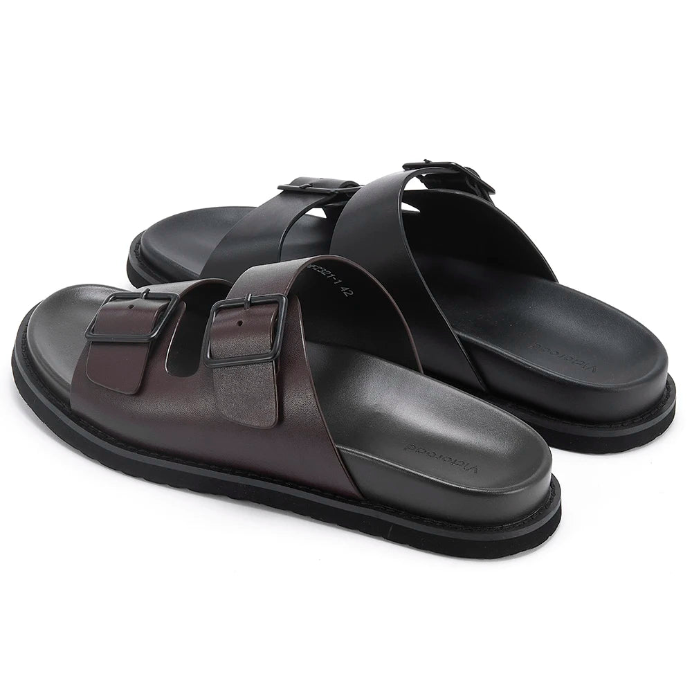 Calf Leather Men's Sandals Non-slip Custom Slides