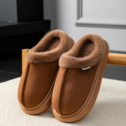 Men's Warm Non-Slip Slippers, Plush Fleece Lined Fuzzy House Shoes with Thick Sole for Indoor Home Use in Fall/Winter