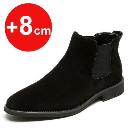 Men Elevator Shoes Chelsea Boots  Suede Leather