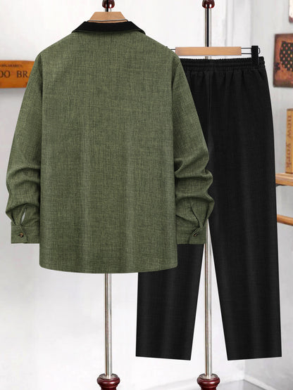 Men's Casual Long Sleeve Suit - Made of Polyester, Machine Washable