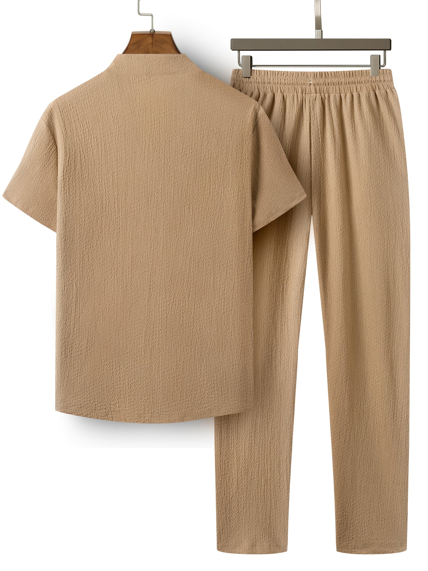 Men's V-Neck Casual T-Shirt and Pants Set