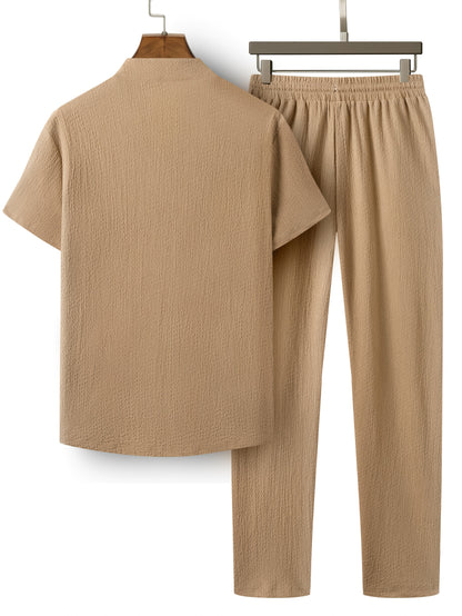 Men's V-Neck Casual T-Shirt and Pants Set