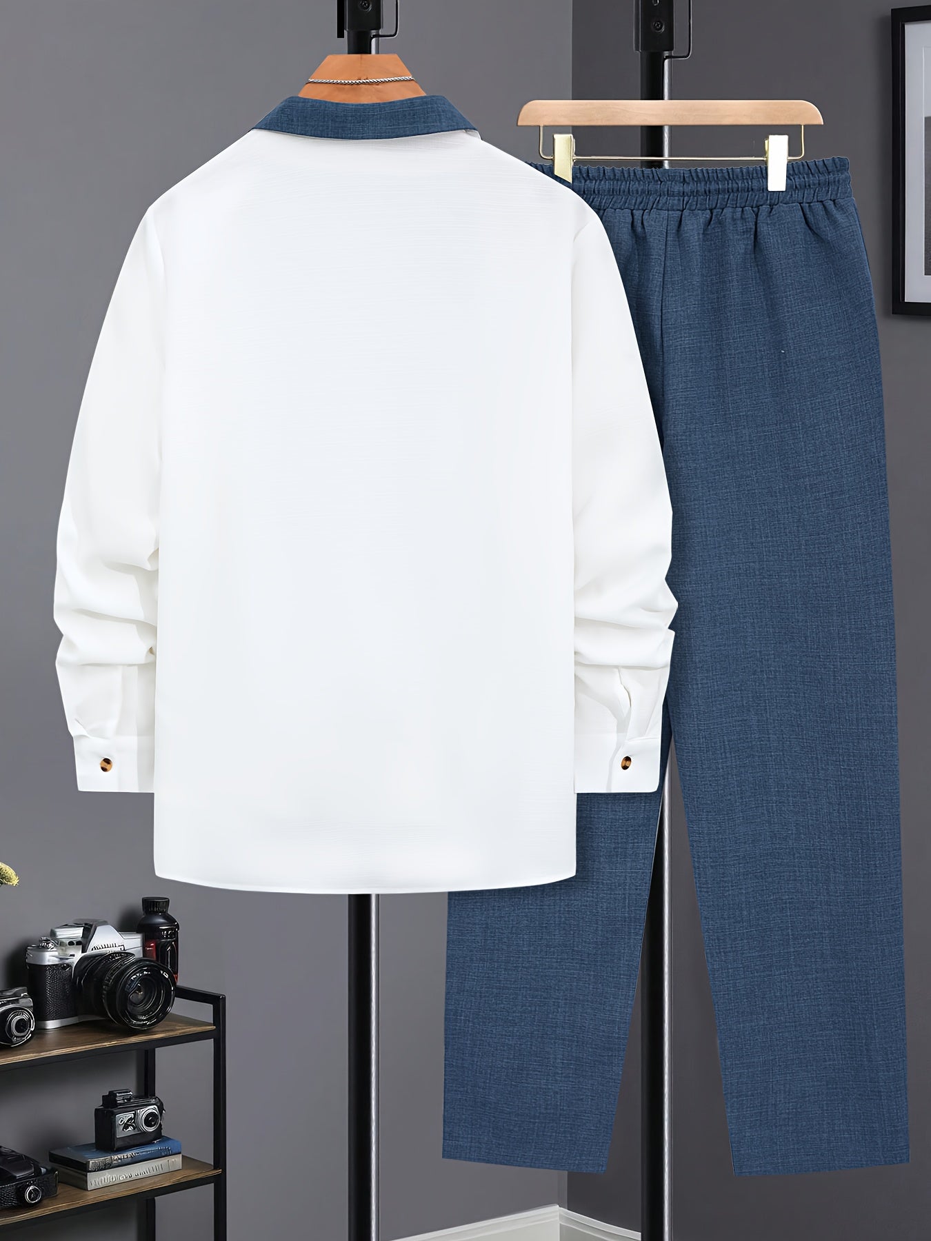 Men's Casual Long Sleeve Suit - Made of Polyester, Machine Washable