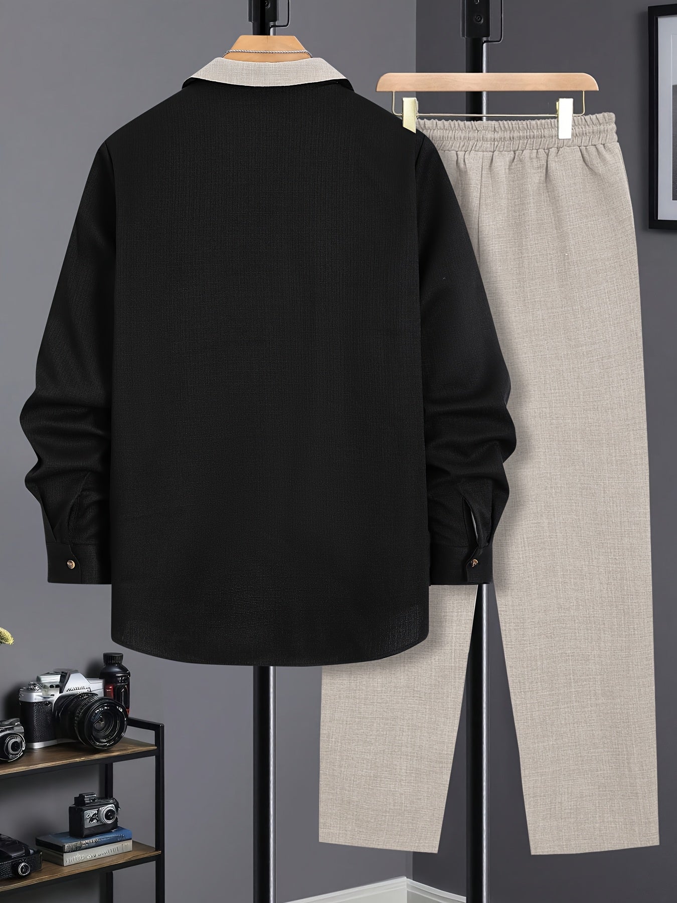 Men's Casual Long Sleeve Suit - Made of Polyester, Machine Washable