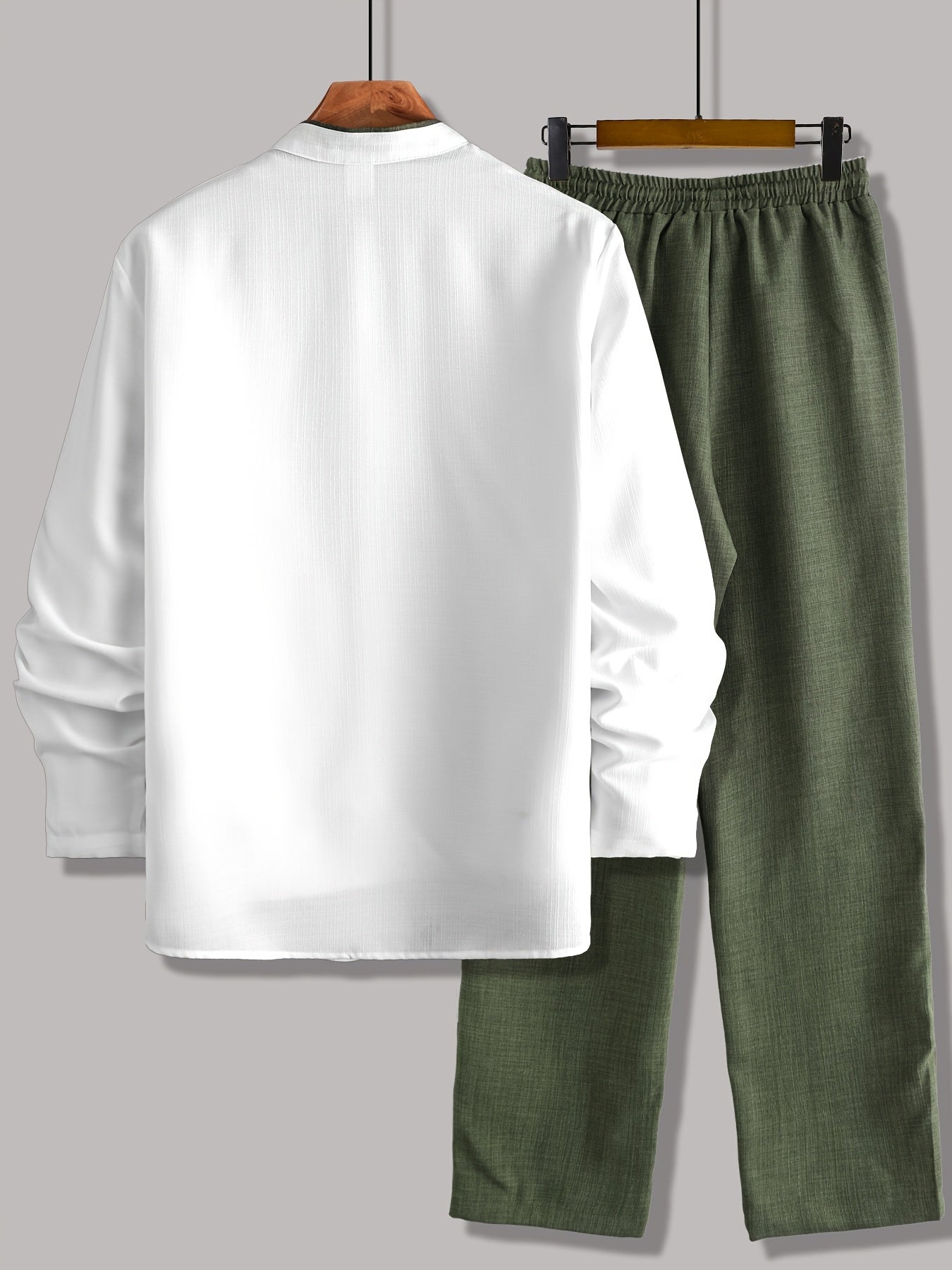 Men's Button-Up Long Sleeve Shirt & Pants Set
