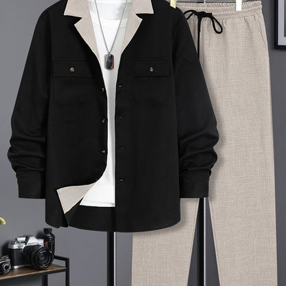 Men's Casual Long Sleeve Suit - Made of Polyester, Machine Washable