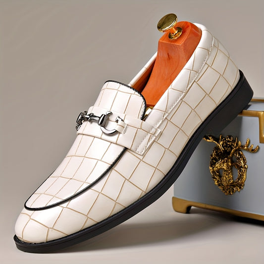 Men'S Plus Size Vintage Penny Loafers - Comfortable Slip-On Walking Shoes with Adjustable Strap, Non-Slip PVC Sole, Durable Faux Upper, Ideal for Casual Attire, Casual Footwear | Checkered Pattern Loafers | Adjustable Strap D