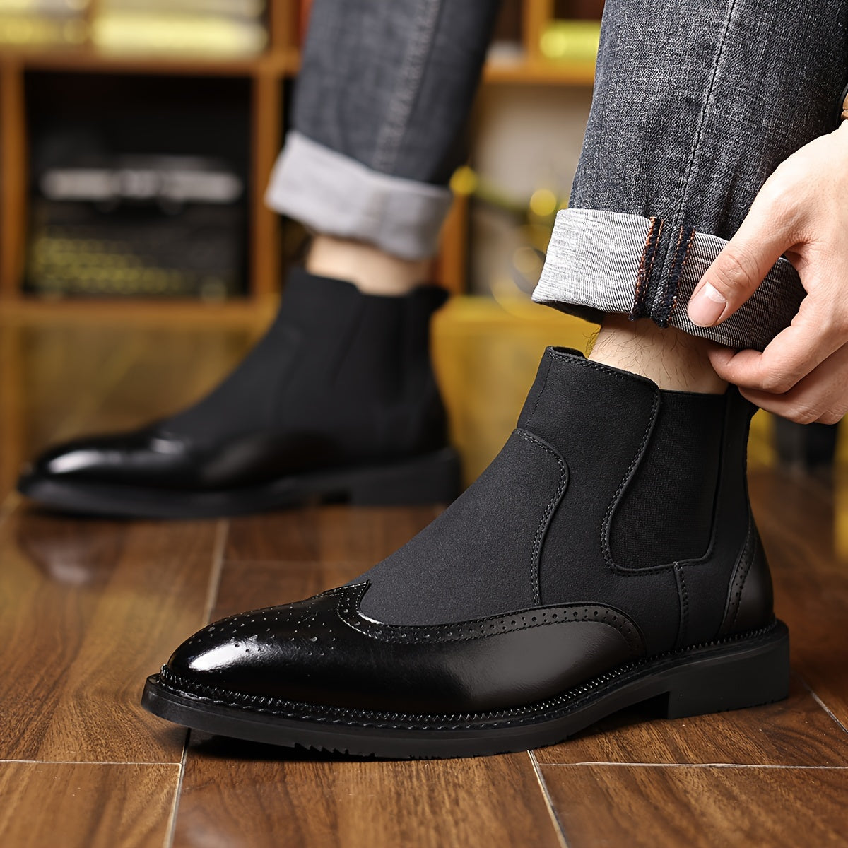 Men'S Classic Solid Color Slip-On Chelsea Boots, PU Upper & Inner, Durable Rubber Sole, Comfort Insole - Elegant Casual Ankle Loafers