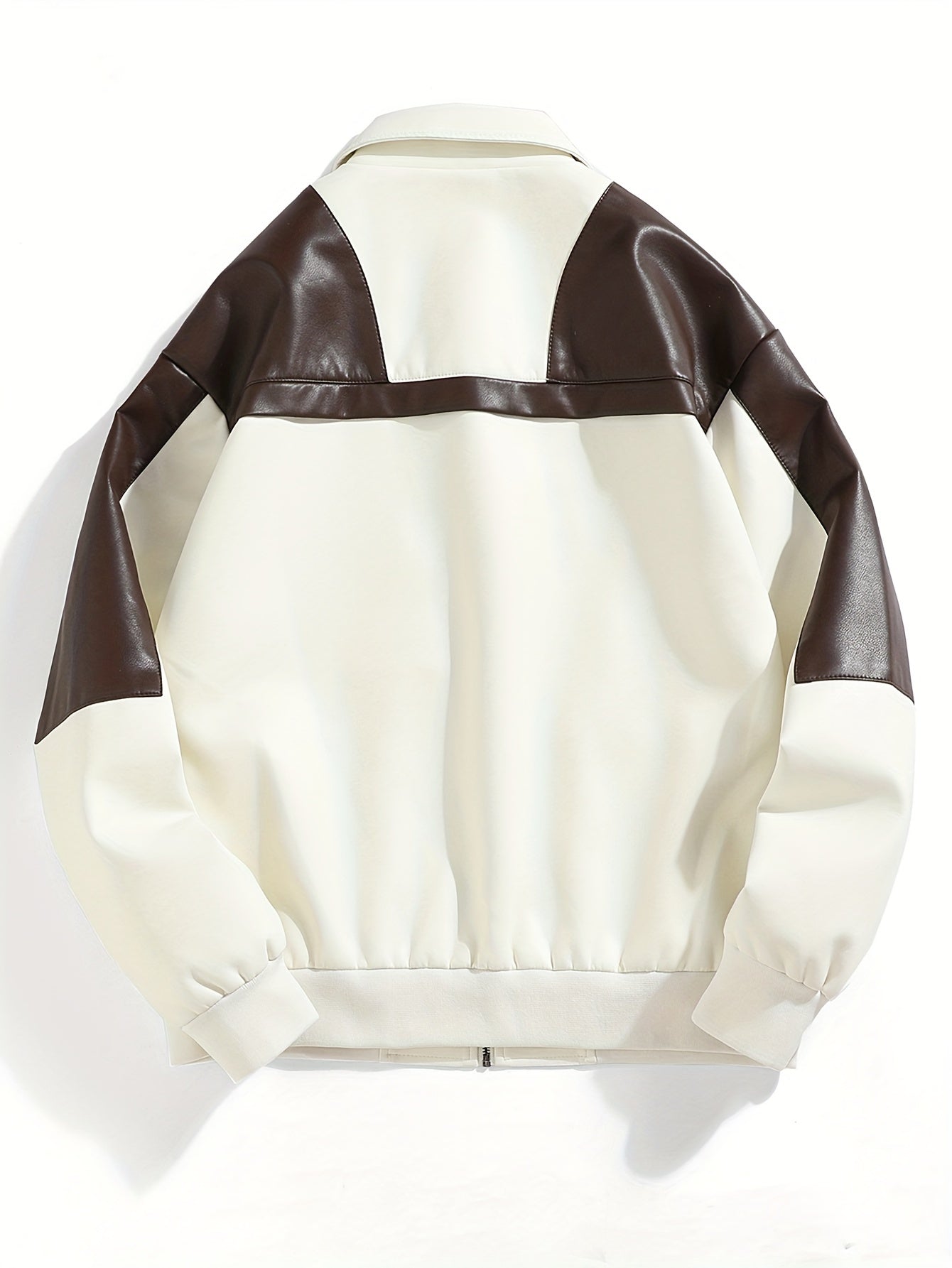 Men's Casual Color-Block Faux Leather Jacket