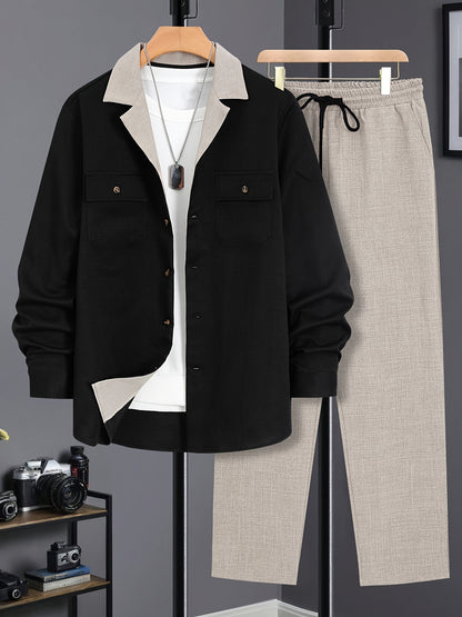 Men's Casual Long Sleeve Suit - Made of Polyester, Machine Washable