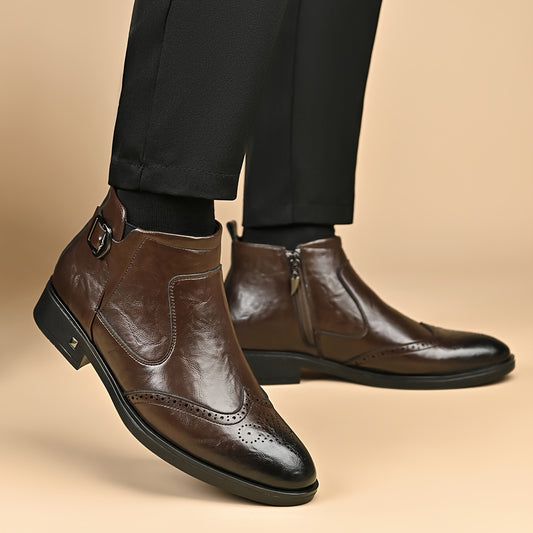 1205-1 Men'S Business Casual Shoes | PU Material, Breathable, Slip-On, Round Toe, Suitable for Daily & Casual, Outdoor, Wedding Occasions, Available in 11 Sizes and 2 Colors