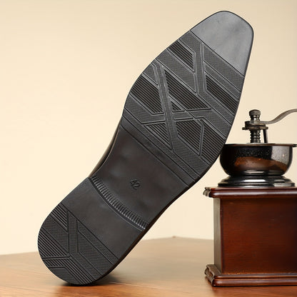 Men'S Slip-On Ankle Boots - Classic Black Faux Cover with Rubber Sole, Round Toe, Comfortable & Stylish for Casual Attire, Dressy Shoes | Sleek Ankle Boots | Durable Constructio