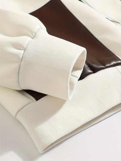 Men's Casual Color-Block Faux Leather Jacket