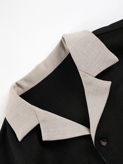 Men's Long-Sleeve Button-Up Shirt Top, Casual Straight-Leg Pants Set.