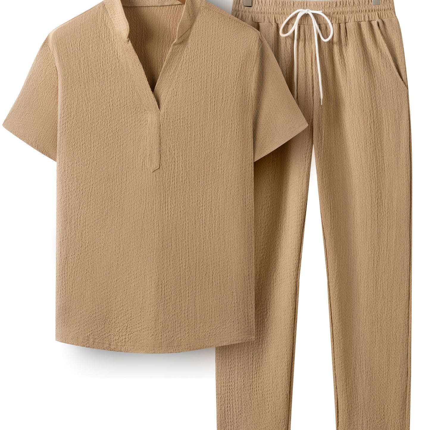 Men's V-Neck Casual T-Shirt and Pants Set